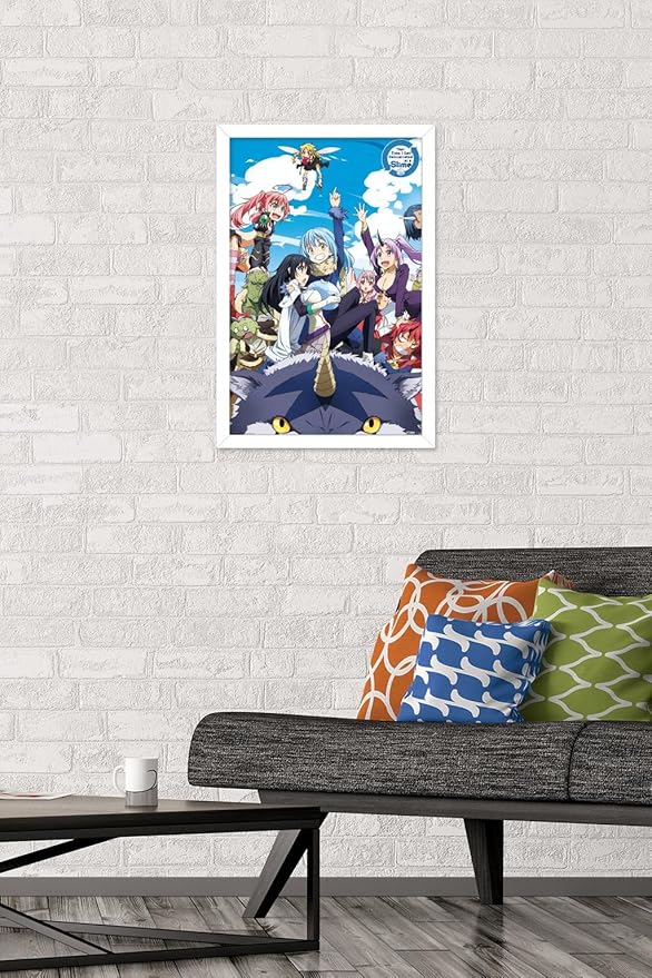 Trends International That Time I Got Reincarnated As A Slime - Group Wall Poster, 14.725" x 22.375", White Framed Version