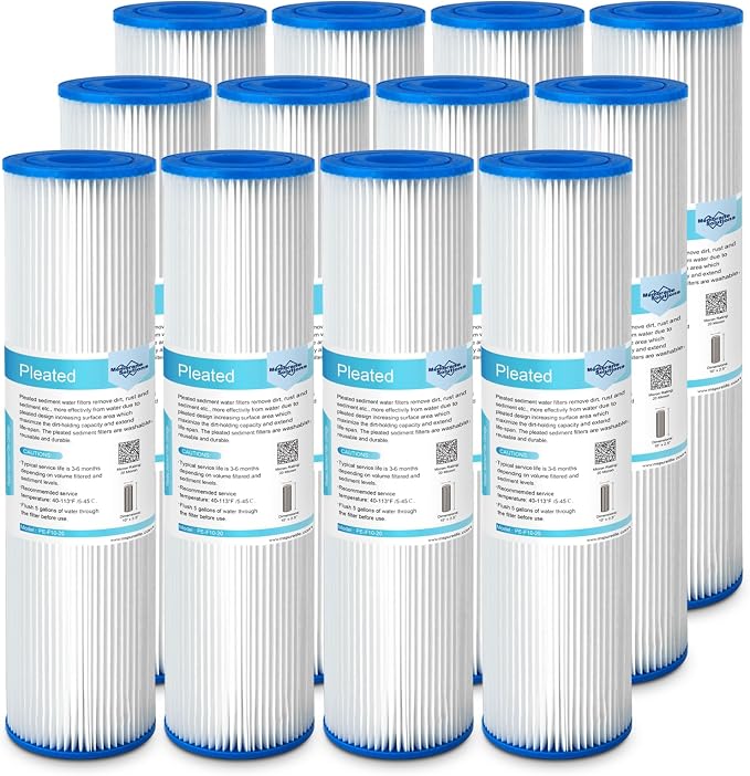 Membrane Solutions 20 Micron Pleated Polyester Sediment Water Filter 10"x2.5"