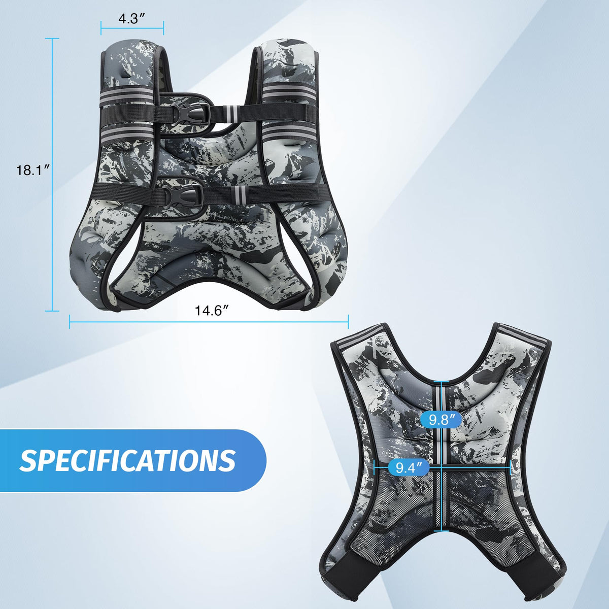 ZELUS Weighted Vest, 6lb/8lb/12lb/16lb/20lb/25lb/30lb Weight Vest for Men Women with Storage Pocket & Reflective Strips for Workout Strength Training Running Muscle Building, Urban Gray Camo (30 lb)