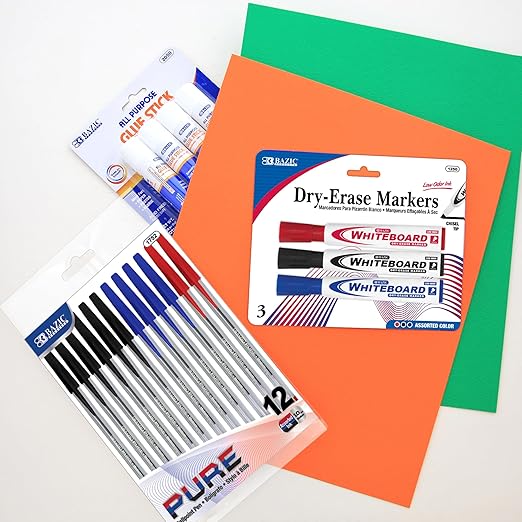 BAZIC PRODUCTS Primary School Supply Kit, 57-count Student Set for Kindergarten and Elementary Students Grades K–6, Complete School Supplies With Fully Organized Supply Box, 1-pack