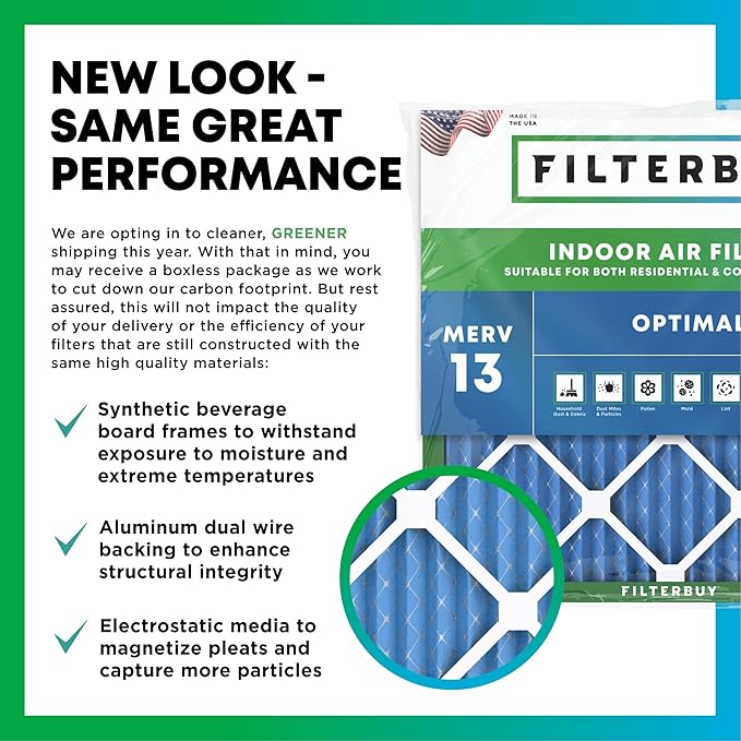 Filterbuy 19.25x23.25x4 Air Filter MERV 13 Optimal Smoke & Allergy Defense