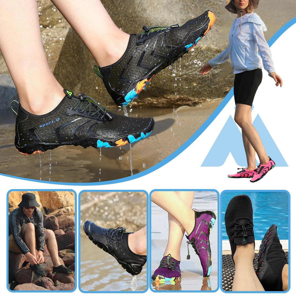Mishansha Water Shoes for Women Men, Quick-Dry Barefoot Swim Shoes with Drainage Holes, Lightweight Aqua Shoe for Beach Pool River Boating Yoga Walking 8 Women/6.5 Men Purple