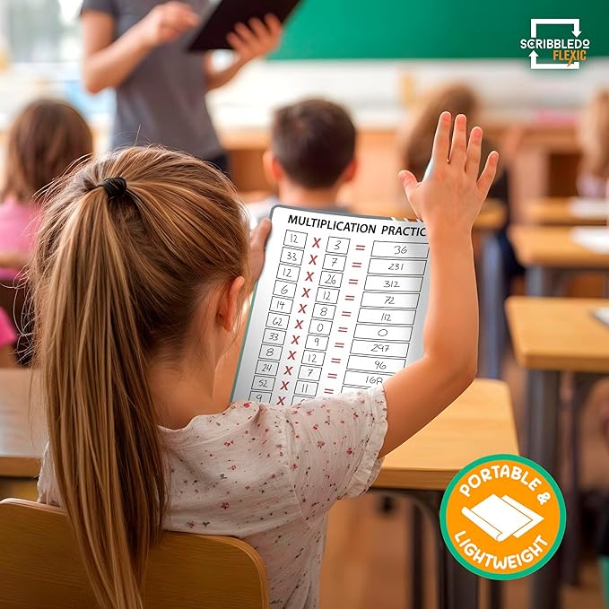 SCRIBBLEDO Multiplication Math 9”x12” Small White Board Dry Erase Sheets Math Manipulatives 3rd Grade Multiplication Times Table Chart Math Supplies Teacher Students Classroom Pack of 10 Sheets