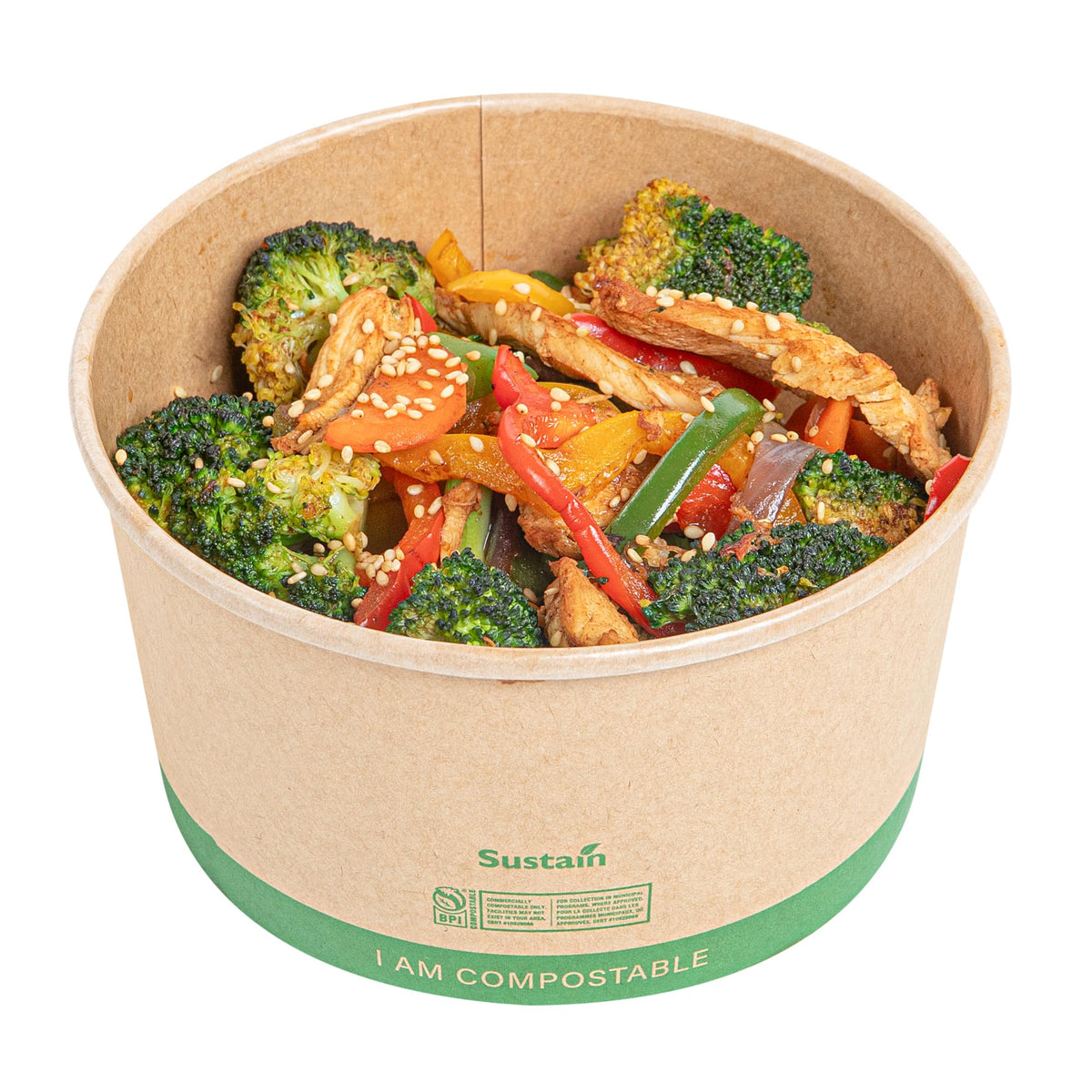 Restaurantware Compostable Paper Food Containers 200 Pack Of 37 oz BPI-Certified Round Kraft Salad Bowls Disposable Grease-Resistant Meal Prep Take Out Containers For Ice Creams, Soups, Snacks
