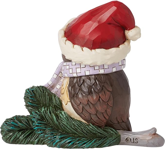Enesco Jim Shore Heartwood Creek Owl with Santa Hat Miniature Figurine- Resin Hand Crafted Collectible Mini Figurines Christmas Home Decor Holiday Shelf Figure, 3.66 Inch, Multicolor