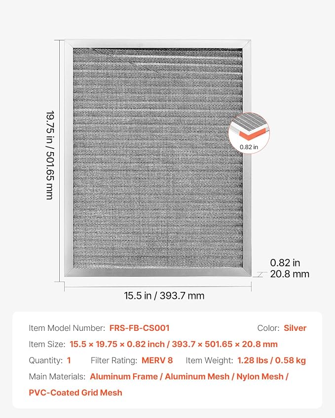 VEVOR Electrostatic Air Filter, MERV 8 Long Lifetime, Healthier Home or Office