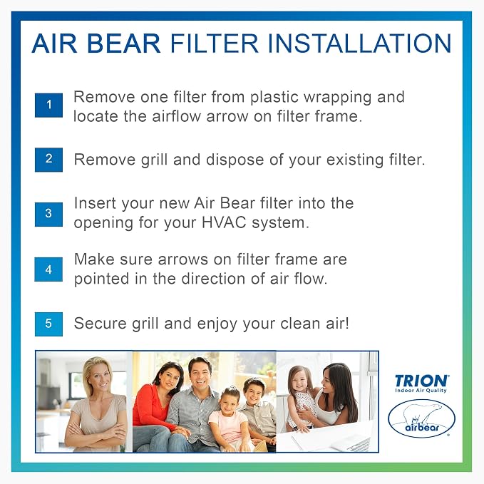 20x20x1 Air Filter MERV 8 TRION Air Bear Pleated HVAC Air Filters Replacement