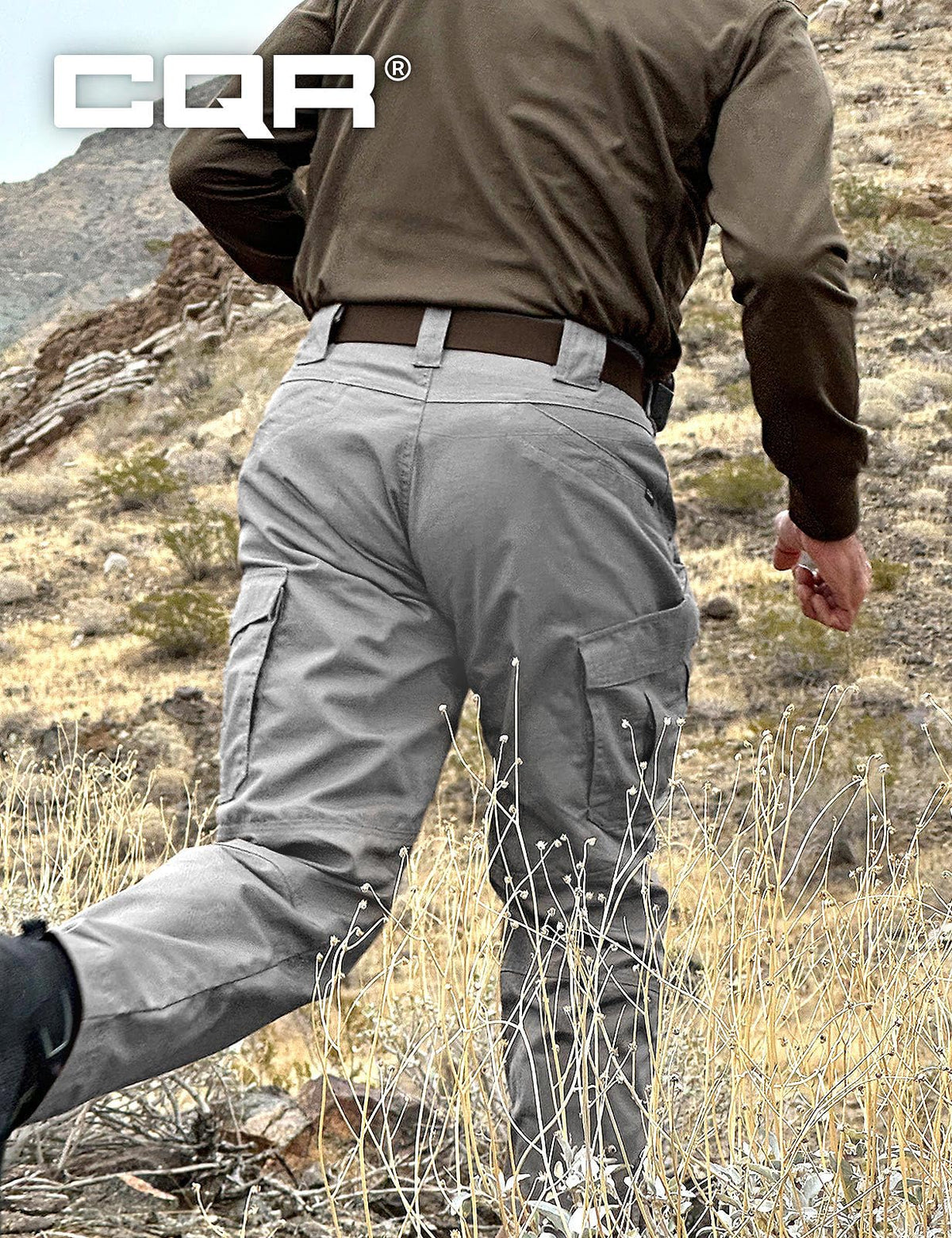 CQR Men's Tactical Pants, Water Resistant Ripstop Cargo Pants, Lightweight EDC Work Hiking Pants, Outdoor Apparel, Raider Mag Pocket Stone, 40W x 30L