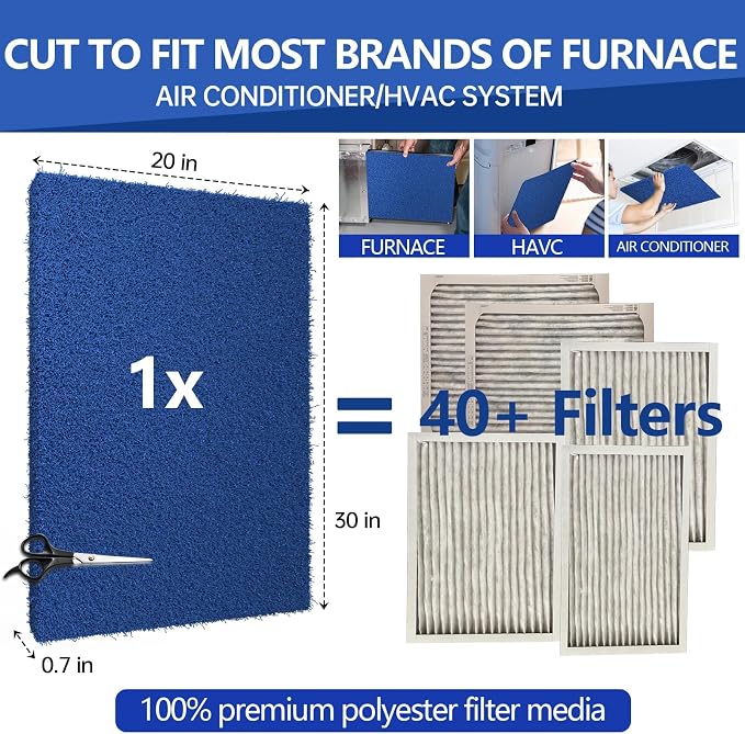 Ubeesize Reusable Air Filter 20x30, Furnace Filters Cut to Fit Air Conditioner