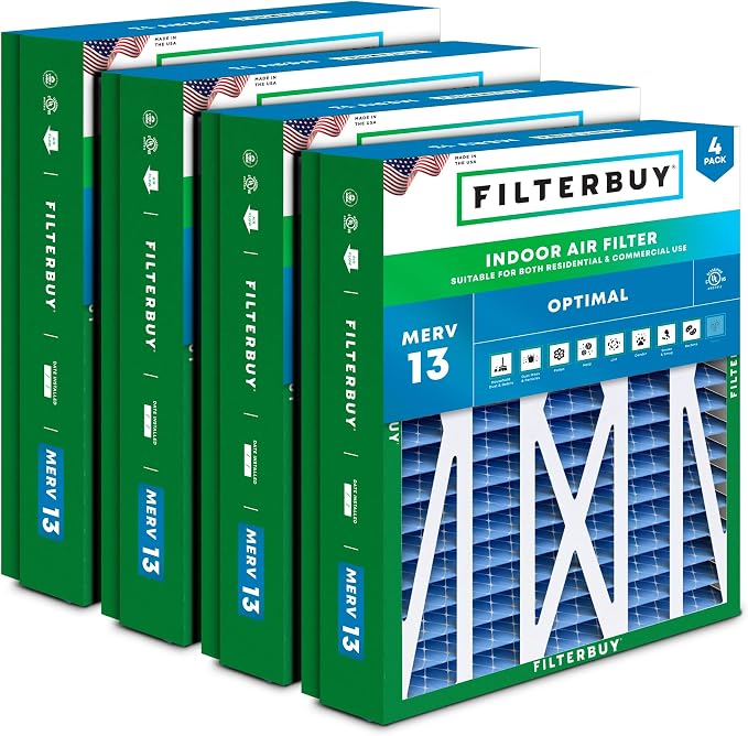 Filterbuy 21x23.5x5 Air Filter MERV 13 Optimal Smoke & Allergy Defense
