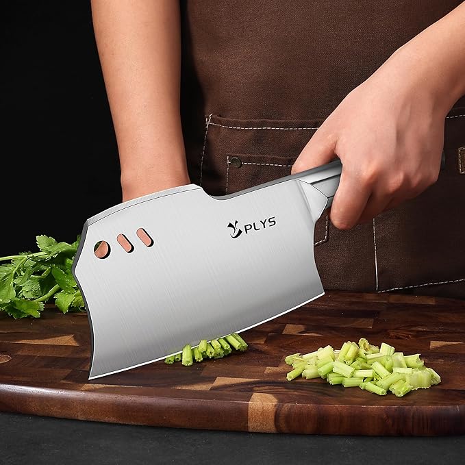 Plys 7.2 Inch Meat Cleaver Knife, Heavy Duty Bone Chopper Butcher Knife
