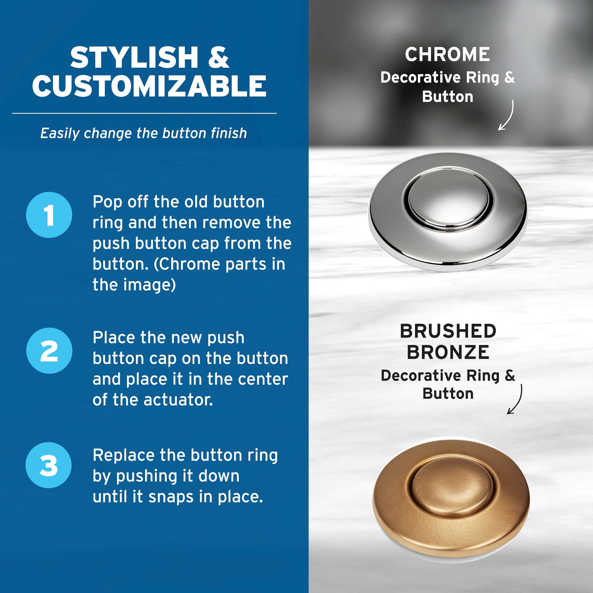 InSinkErator STC-MTBLK Push SinkTop Switch Button, Matte Black