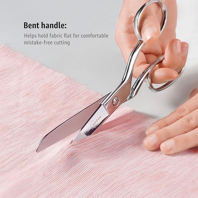 BoFuYuan Professional Stainless Steel Fabric Scissors 8-Inch Chrome Silver