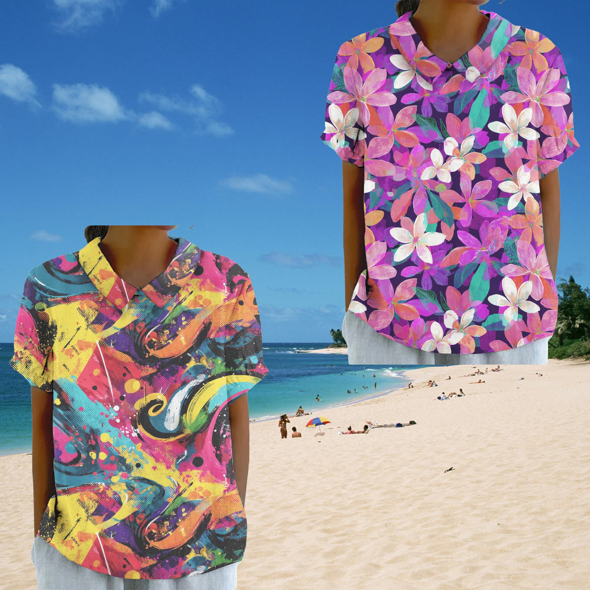 Summer Hawaiian Style Casual Shirts for Women Comfy Lightweight Short Sleeve Tee Flowy Collared Neck Trendy Top