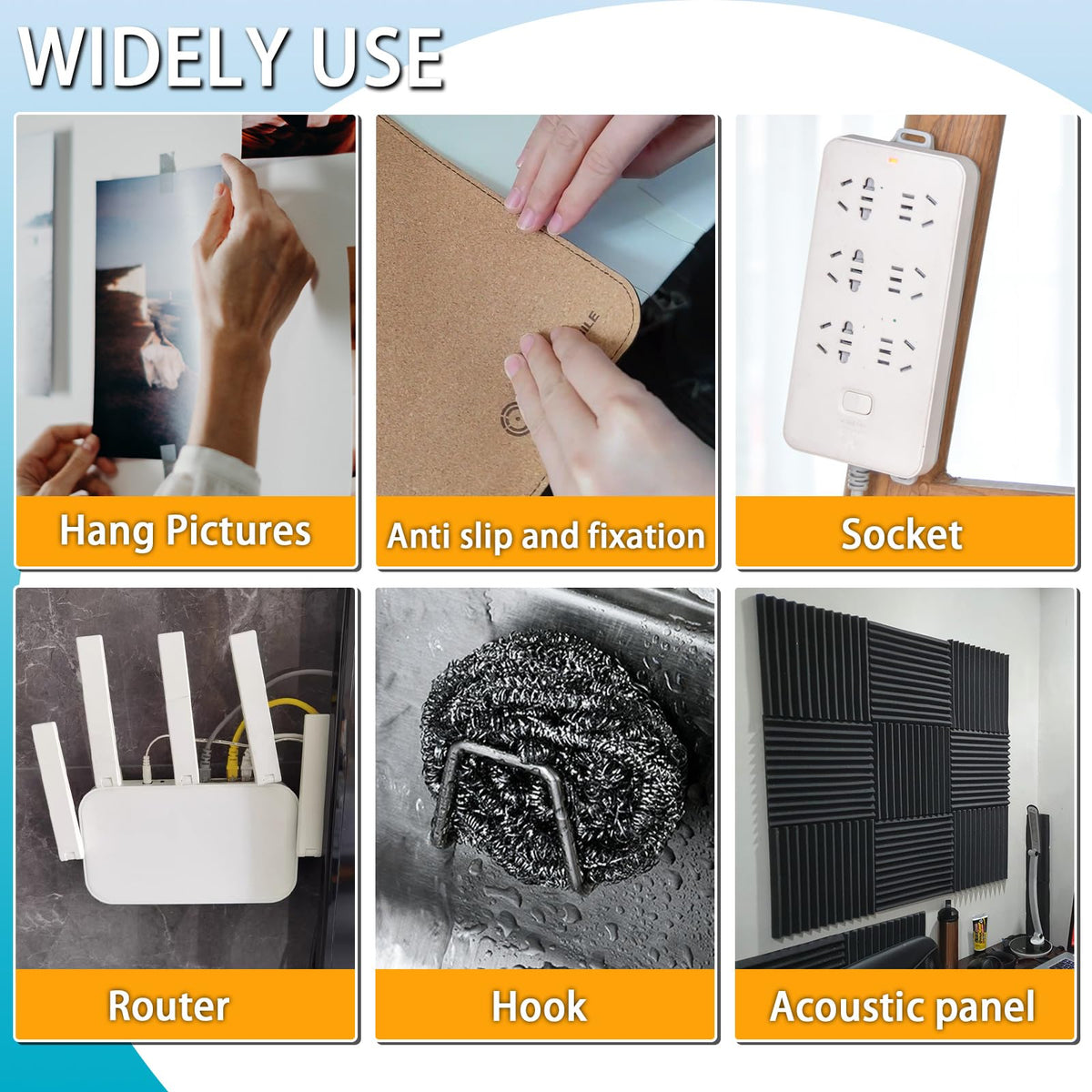 Birllaid Double Sided Tape for Walls, Picture Hanging Strips Removable Mounting Adhesive Tape for Hanging Picture Poster Decorations