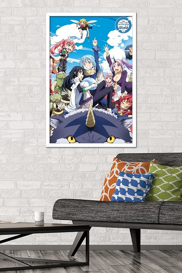Trends International That Time I Got Reincarnated As A Slime - Group Wall Poster, 22.375" x 34", White Framed Version