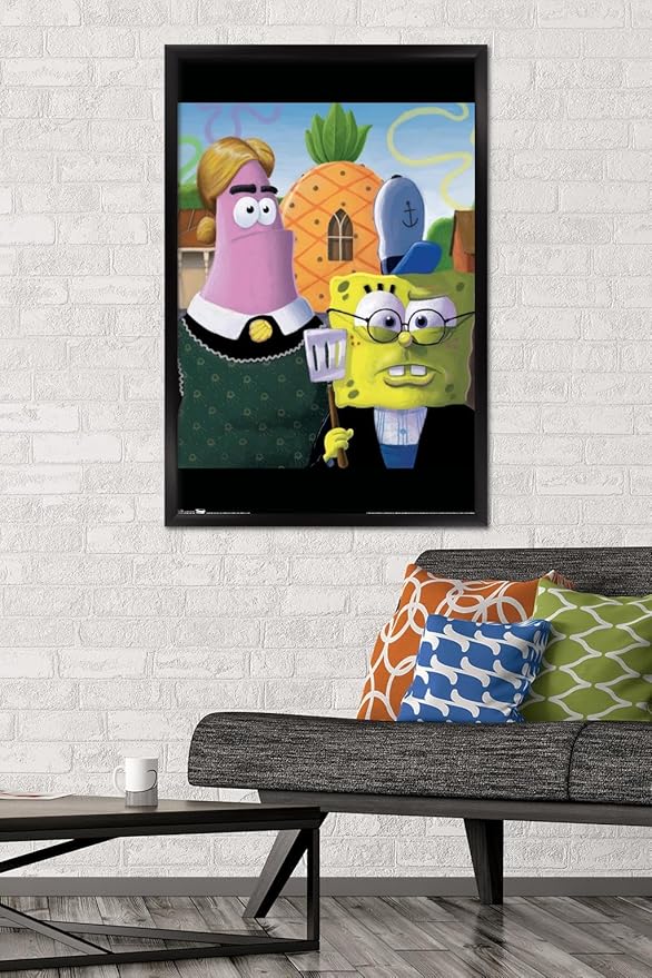 Trends International Nickelodeon Spongebob - American Gothic Wall Poster, 22.375" x 34", Black Framed Version