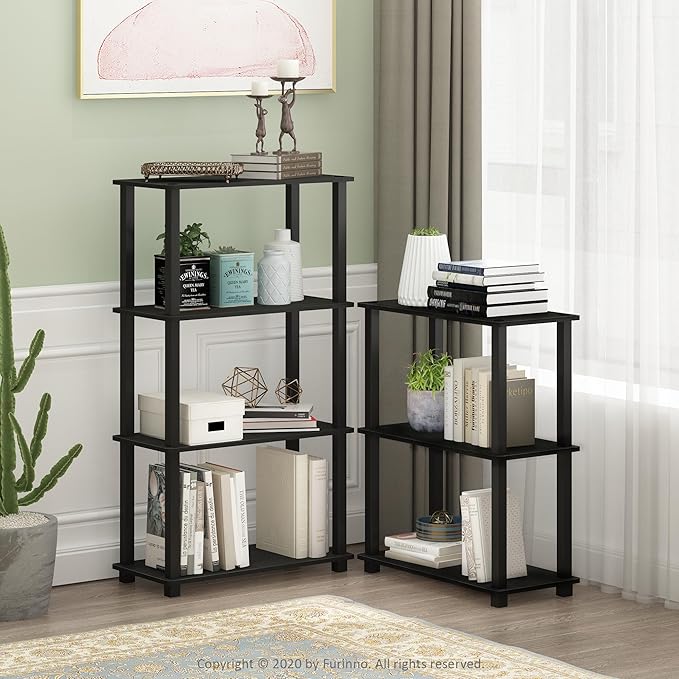 Furinno Turn-S-Tube 3-Tier Compact Multipurpose Shelf Display Rack with Square Tube, Light Blue/White