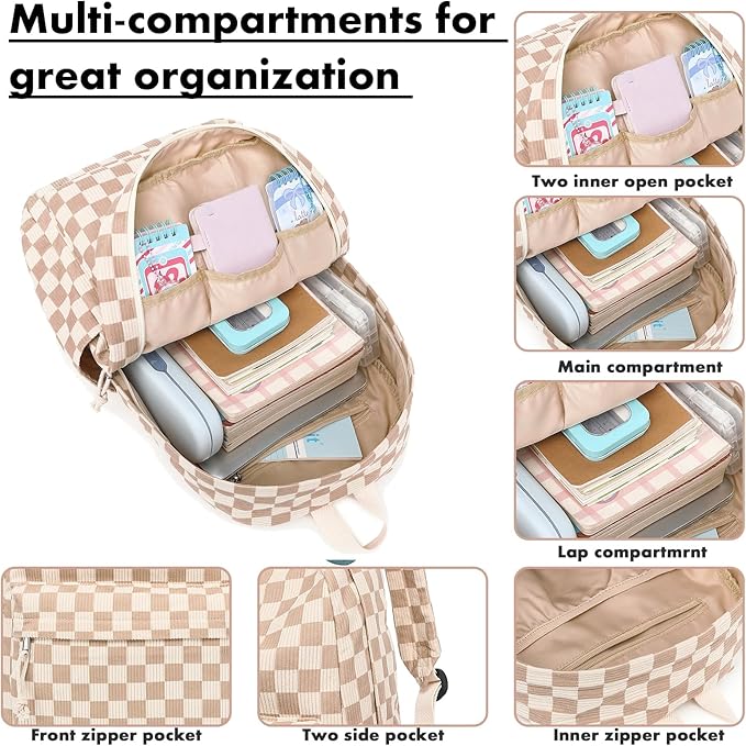 Bluboon School Backpack Set Girls Womens Laptop Bookbag Casual Daypack Fits 15 inch Laptop with Lunch Tote Bag and Pencil Bag
