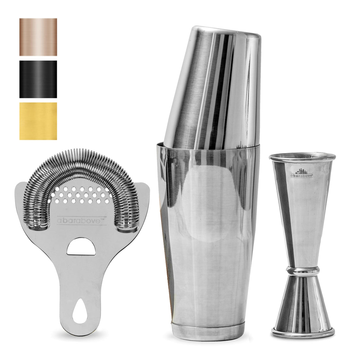 A Bar Above 4 Piece Cocktail Shaker Set, Bartender Kit, Antique Copper