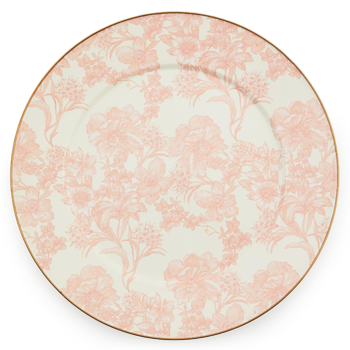 MACKENZIE-CHILDS Enamel Serving Platter, Pink-and-White Rosy Check