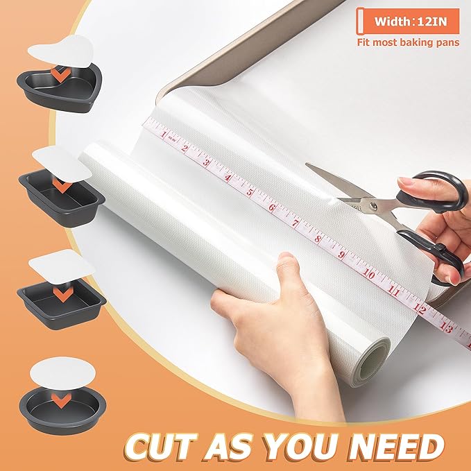 MMmat Silicone Baking Mat Roll, Non-Stick Heat Resistant Food Grade Baking Mats, Non-Slip Reusable Air Fryer Linner, Freeze Dryer Mat, Counter Mat, Oven Liner, Refrigerator Liners - 16IN x 10FT