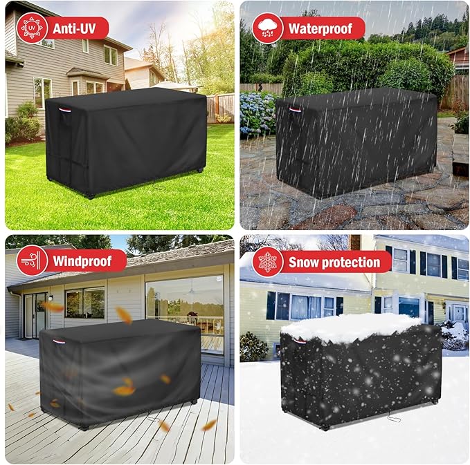 Youlvy Fire Pit Cover Rectangular 56 Inch - Waterproof Outdoor Fire Table Cover Rectangle Heavy Duty, 600D Patio Propane Gas Firepit Cover Rectangular Tear Weather Resistant - 57 x 32 x 24 Inch
