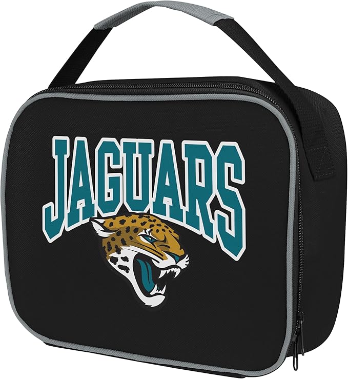 FOCO NFL Unisex-Adult Officially Licensed Wordmark Team Color Big Logo Football Zip Closure 7L Lunch Bag - Jacksonville Jaguars