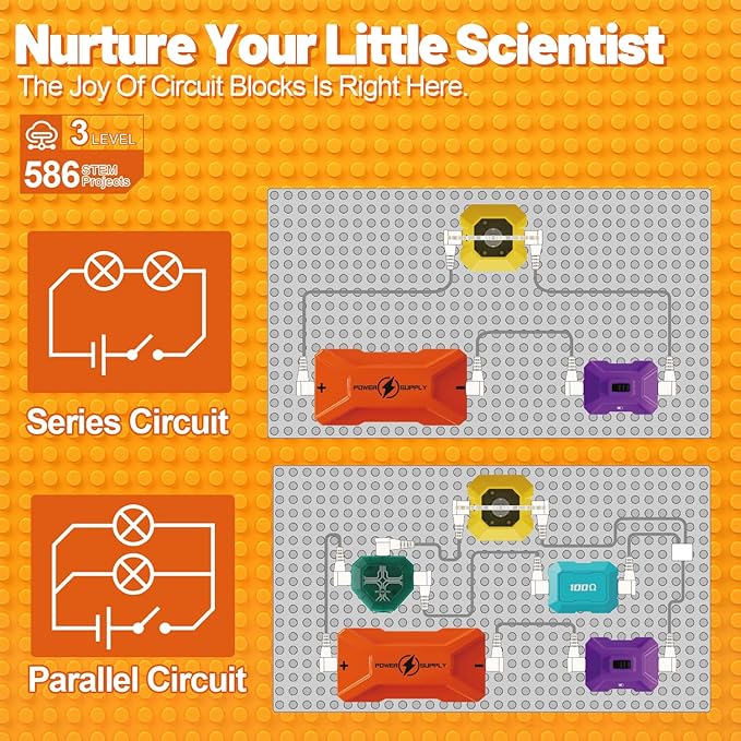 Science Kits for Kids - STEM Kits for Kids, Electronics Exploration Kit, Over 420 Projects, 50 Circuit Parts with Bubble Maker，Fan & Flying Helicopter, STEM Educational Toy Gifts for Boys& Girls