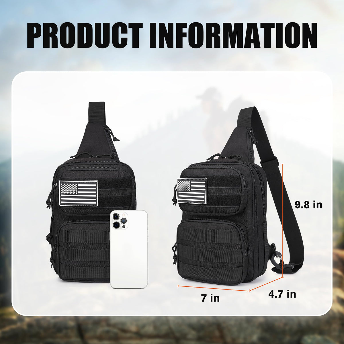 Wotony RFID Blocking Tactical Crossbody Bag for Men - Durable EDC Sling Shoulder Bag with Multi-Pocket Storage