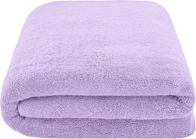 American Soft Linen Oversized Bath Sheet 40x80 Extra Large for Bathroom, 600 GSM 100% Cotton Turkish Jumbo Bathsheet Towels for Adults, Lilac Bath Sheet