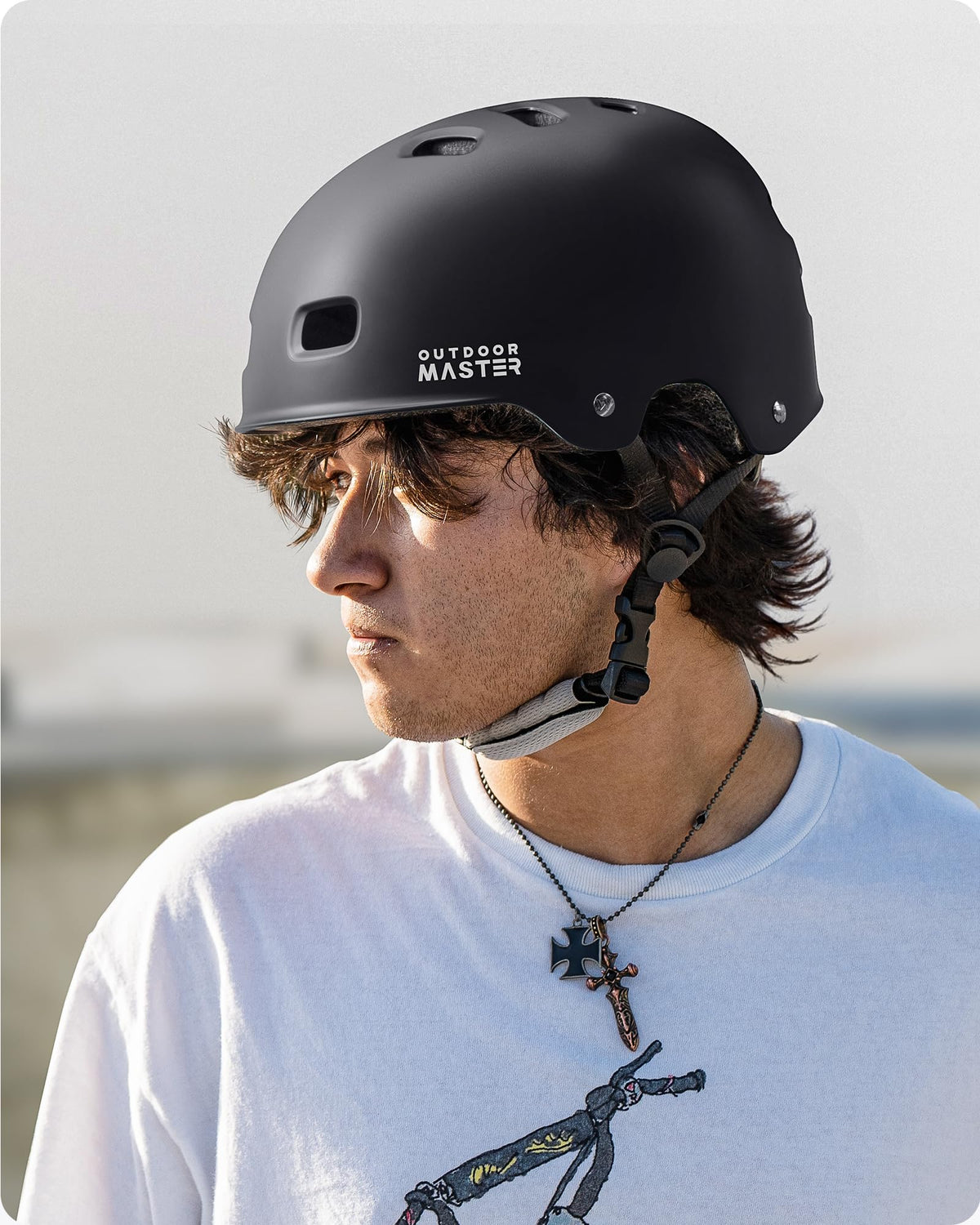 OutdoorMaster Skateboard Cycling Helmet - Two Removable Liners Ventilation Multi-Sport Scooter Roller Skate Inline Skating for Kids, Youth & Adults - L - Black