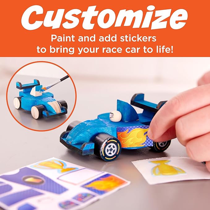 Creativity for Kids Buildeez! Easy Wooden Model Set: Blaze The Race Car - Model Car Kits to Build and Paint, Craft Kits for Kids, STEM Toys and Crafts for Boys (Ages 5+)
