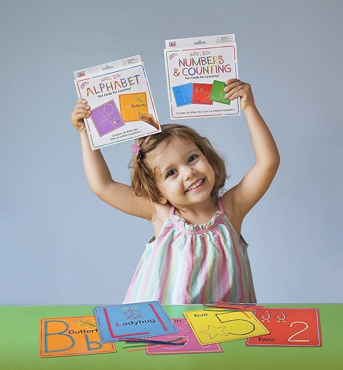 WikkiStix Early Learning Trio, Alphabet, Numbers and Shapes for Easy, Fun Preschool Learning, Made in The USA