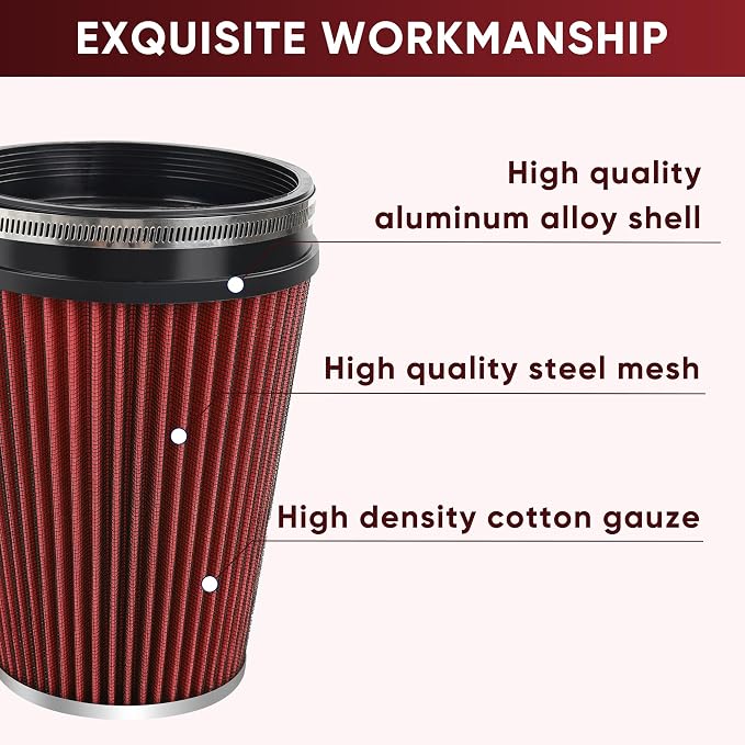 6" 152mm Cold Air Intake Filter Clamp-On Replacement High Flow Inlet Air Filter