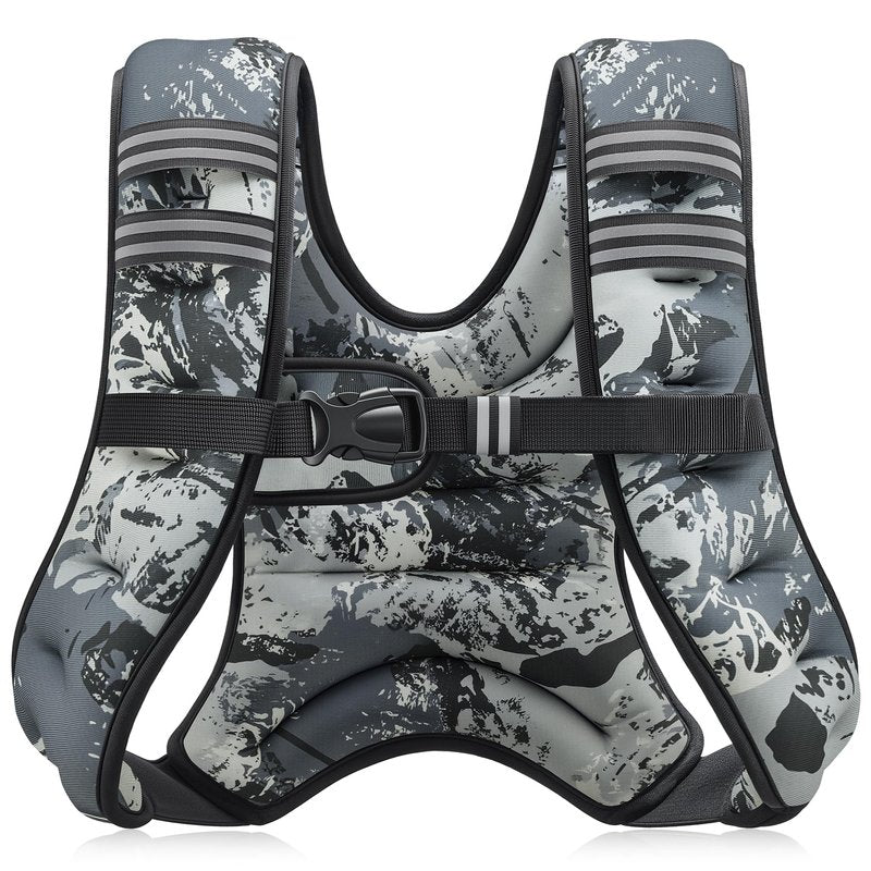 ZELUS Weighted Vest, 6lb/8lb/12lb/16lb/20lb/25lb/30lb Weight Vest for Men Women with Storage Pocket & Reflective Strips for Workout Strength Training Running Muscle Building, Urban Gray Camo (6 lb)