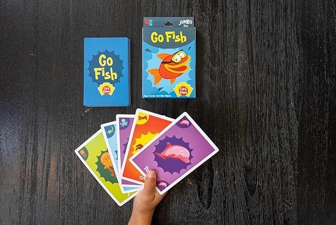 University Games Go Fish Card Game - Jumbo Size, Colorful Animal Cards for Kids Ages 4 and Up, Fun Family and Educational Game