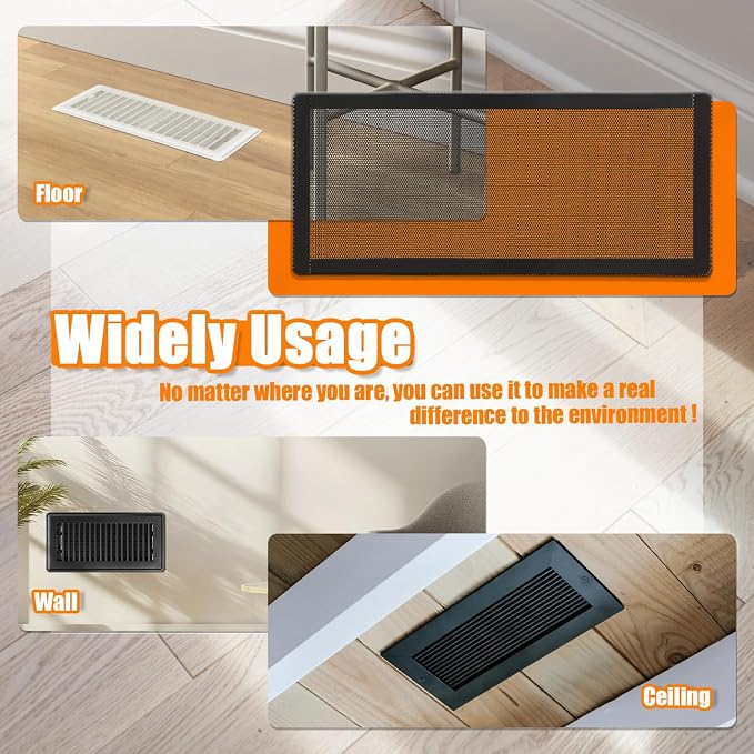 Magnetic Floor Vent Covers- 4"x10" Air Vent Screen Mesh Cover, Floor Register
