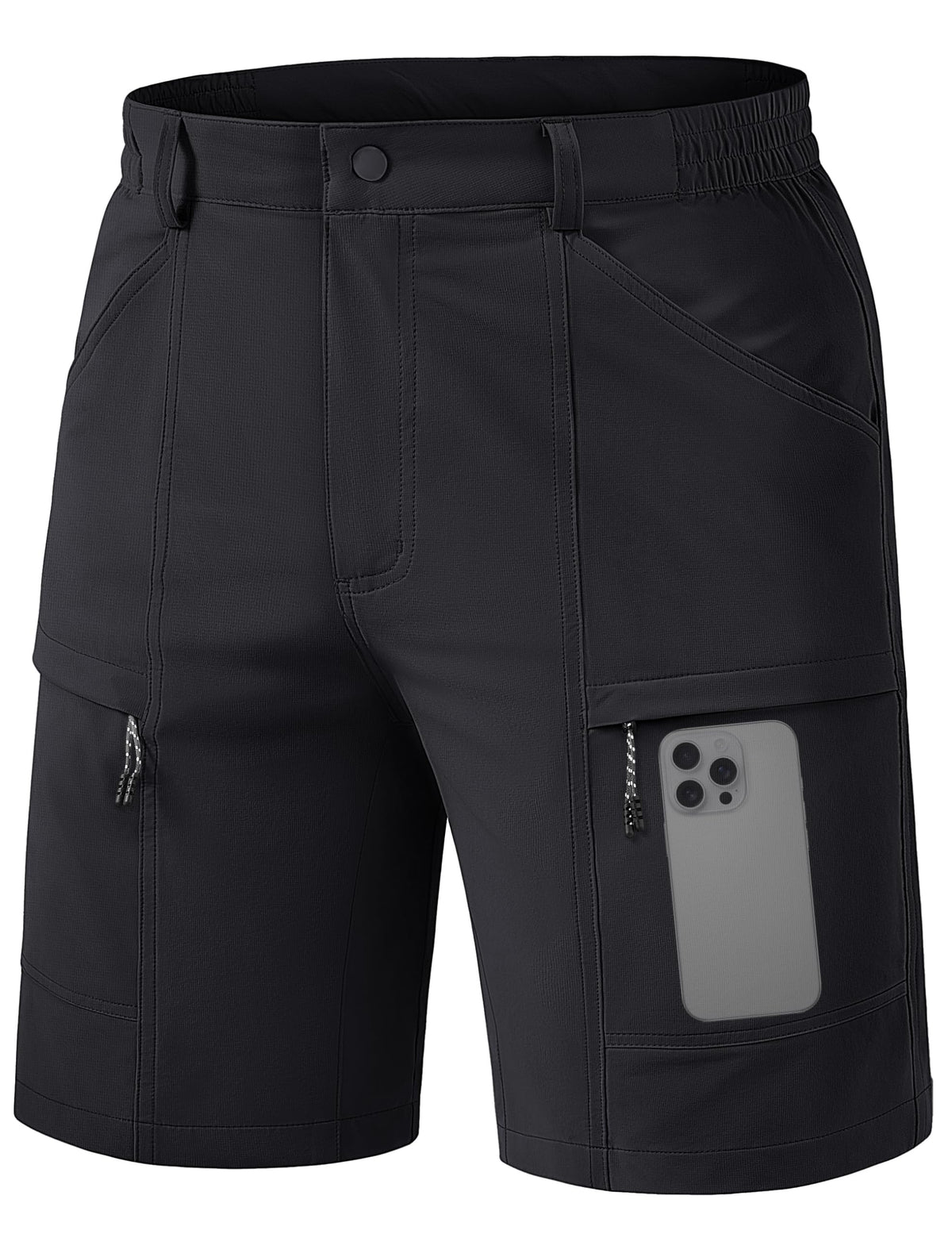 TACVASEN Men's Hiking Cargo Shorts Quick Dry Lightweight Shorts with Zipper Pockets for Casual Golf Travel Work Black 38