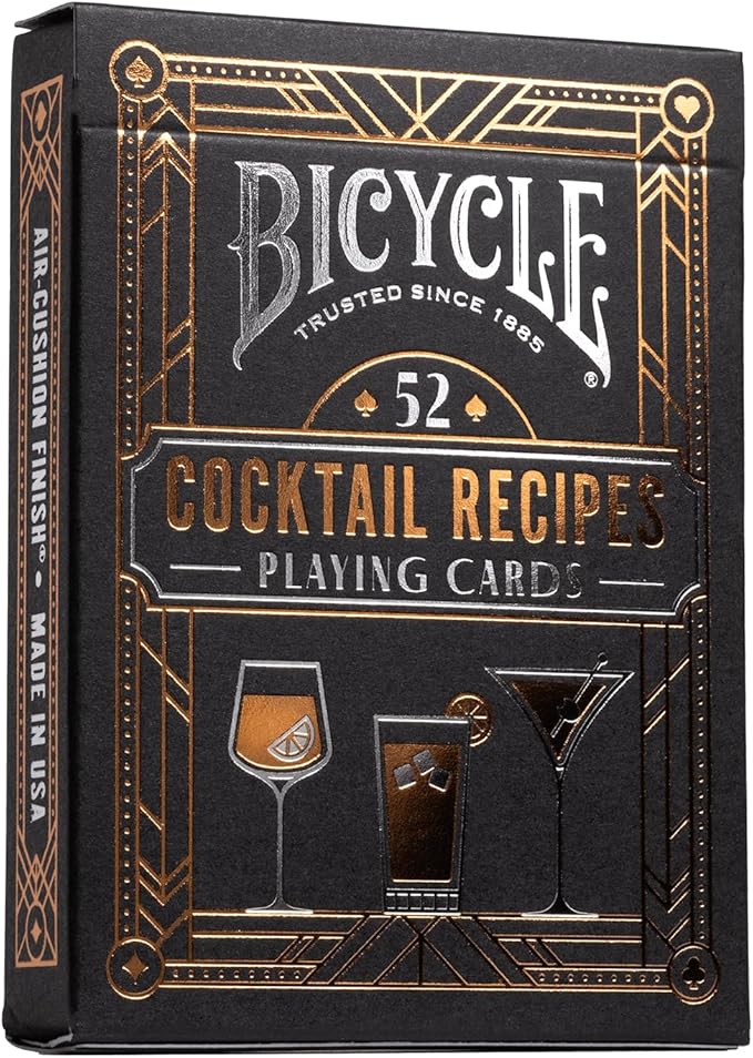 Bicycle Cocktail Playing Cards, Includes 52 Cocktail Recipes Featuring Old Fashioned, Margarita, Moscow Mule, Daiquiri, and Mojito Cocktail Recipes, 1 Deck