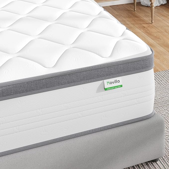 Novilla Twin Mattress for Kids, 10 Inch Twin Mattress Hybrid with Individually Pocket Innerspring, Pressure Relief & Motion Isolation, Medium Firm Feel