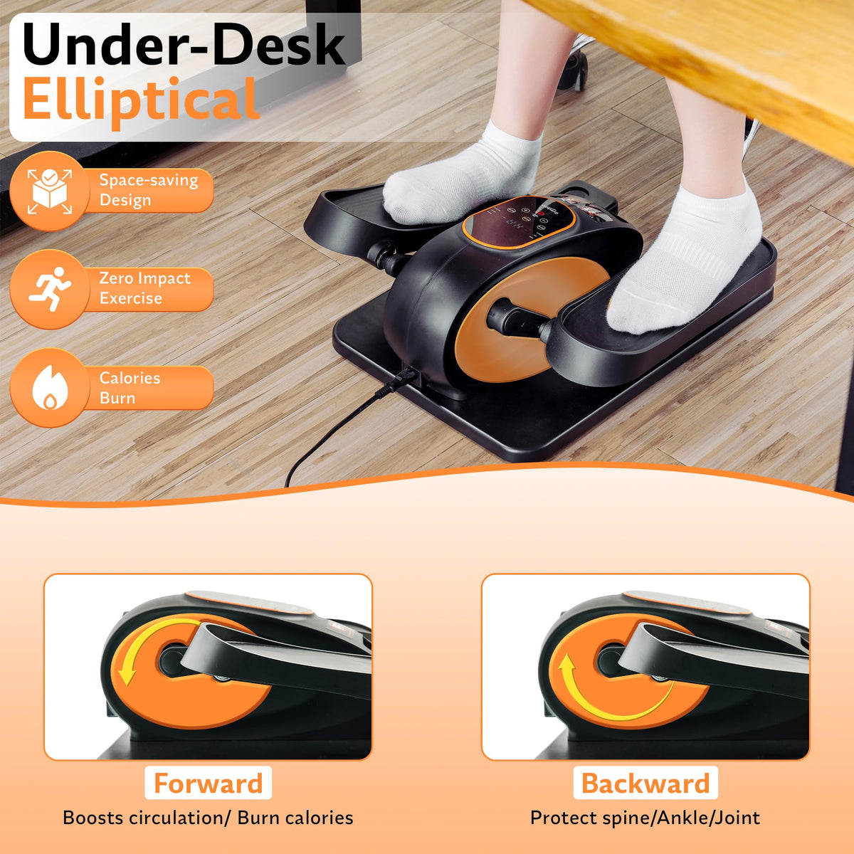 Under Desk Elliptical Exercise Machine, Electric Leg Exerciser with 12 Speeds, Forward & Reverse Modes,Quiet Compact Seated Pedal Stepper Machine with Remote Control for Seniors & Adults (Black)