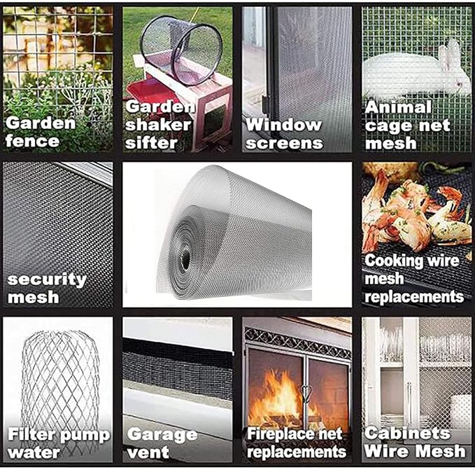 KISKIS 304 Stainless Steel Woven Wire Mesh, Wire Mesh Window Screen Mesh