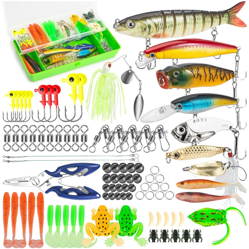 Takieaquax Fishing Lures, 92Pcs Tackle Box with Tackle Included, Crankbaits, Spoon, Hooks, Weights & Other Accessories, Fishing Bait Lure Gear Kit Gift for Men Bass Freshwater
