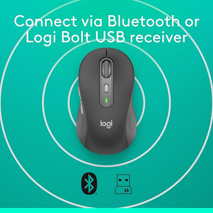 Logitech Signature Plus M750 Wireless Mouse – for Small to Medium Hands, SmartWheel, Bluetooth, Multi Device, 24-Month Battery, Silent Clicks, Customizable Side Buttons, Contoured Shape - Graphite