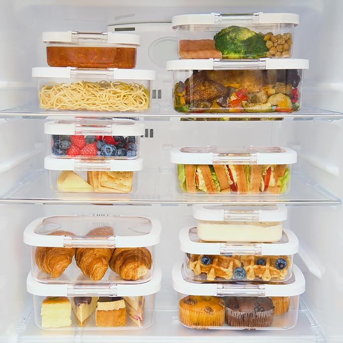 Felli Duo Loc Deli Meat Containers for Fridge with Airtight Lids, Stackable Refrigerator Organizer for Lunch Meat Storage Sandwich Ham Cheese Salami Sliced Turkey, Clear Tritan Box (Cold Cuts 3pk)