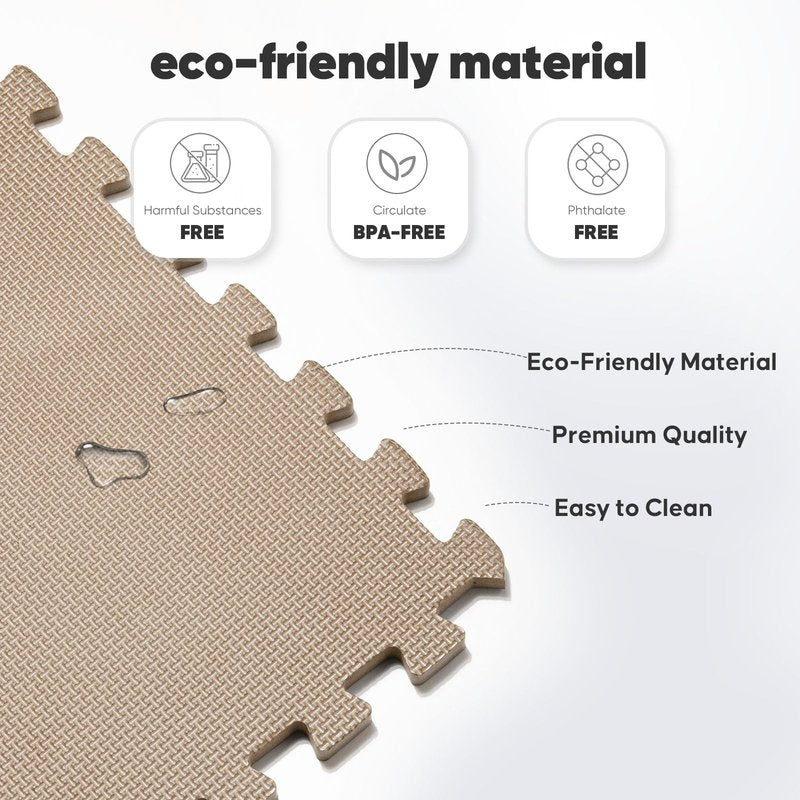 Home Gym Mat, Puzzle Exercise Mat, EVA Interlocking Foam Floor Tiles for Home Workout Equipment and Kids' Play Areas - Blue, 24 in x 24 in x ½ in - (Brown, 16 Pack(64 SQ FT))