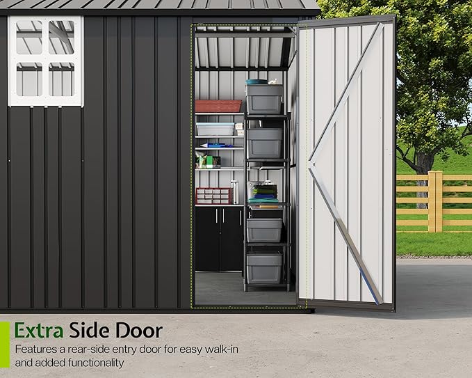 Jocisland 13.2x20.7x8.4 FT Heavy Duty Carport, Metal carport with 2 Lockable Doors & 4 Windows, Carport Canopy for for Car, Truck, Garbage Can, Tool, Lawnmower, Dark Gray