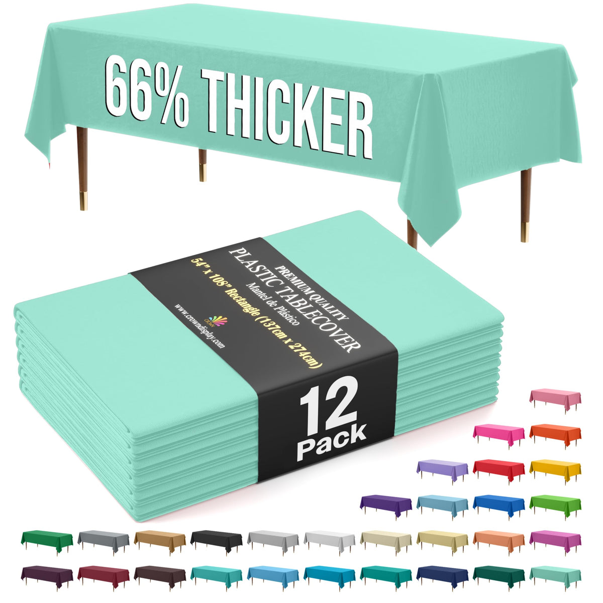 Exquisite Party Solids 66% Thicker Premium Plastic Table Cloth Rectangle Table Cover 0.5 Mil 12 Pack Red Table Cloth 54 Inch x 108 Inch Disposable Tablecloth Won't Tear Easily Like Cheap Thin Brands