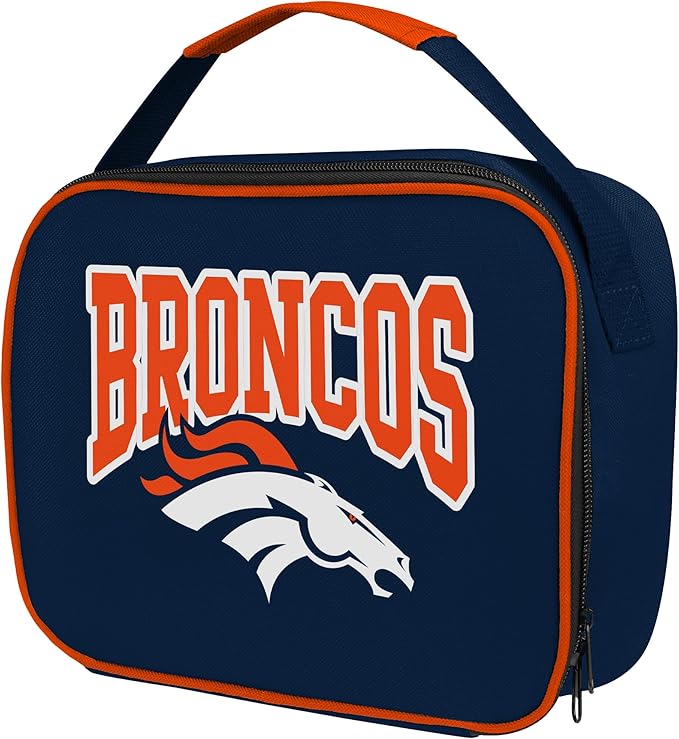 FOCO NFL Unisex-Adult Officially Licensed Wordmark Team Color Big Logo Football Zip Closure 7L Lunch Bag - Denver Broncos